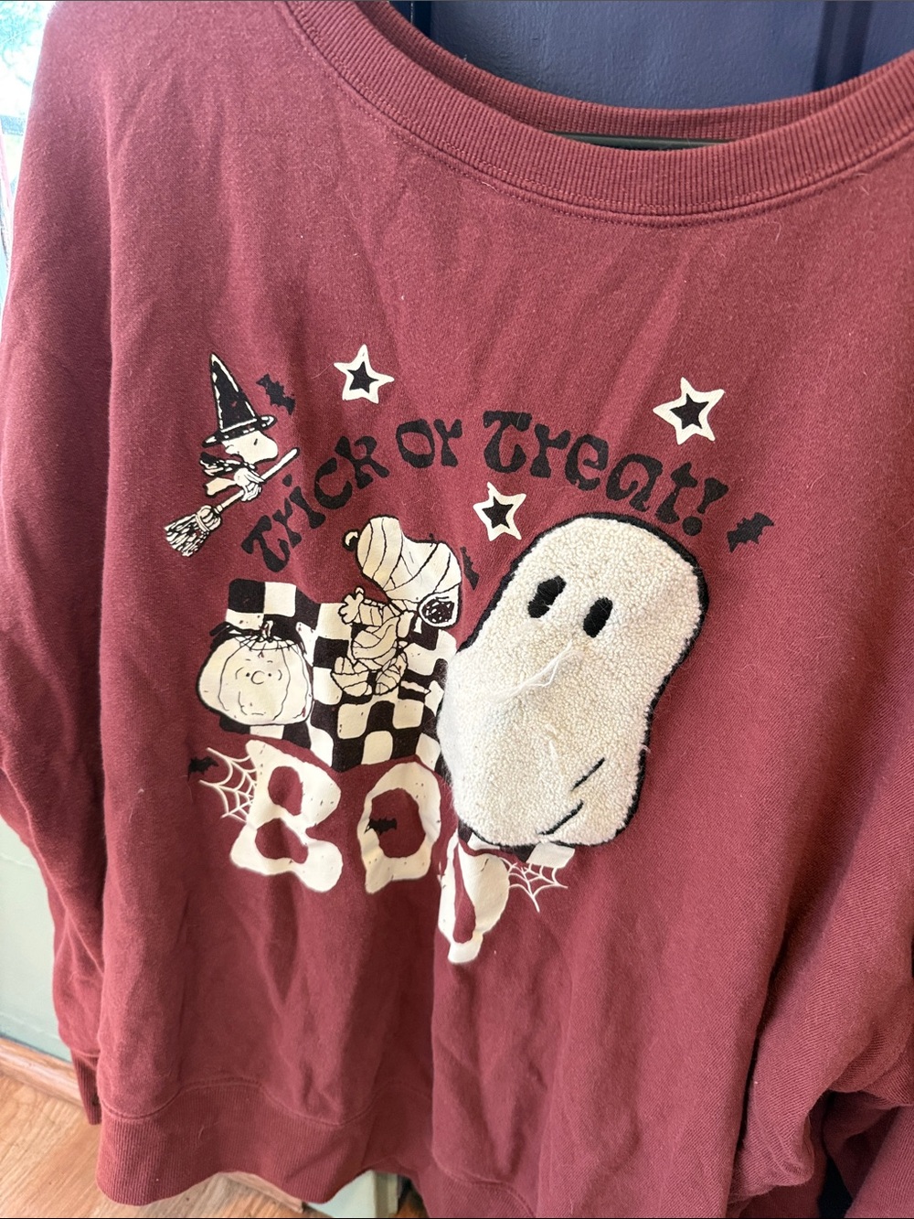 Maurices Halloween Snoopy Peanuts Crewneck Sweater with Ribbed Neck